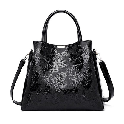 3D Flowers Print Tote Bag 2 Sets Purses Handbag Shoulder Crossbody Polyester