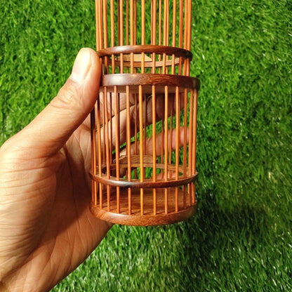 Handmade Double Layer Bamboo Cricket Cage Katydid Insect Pet Cage Decor 19.5cm