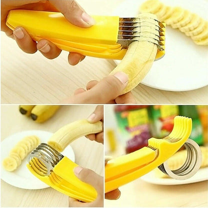 2 Cortador de platanos cambur de acero inoxidable para frutas vegetales cocina