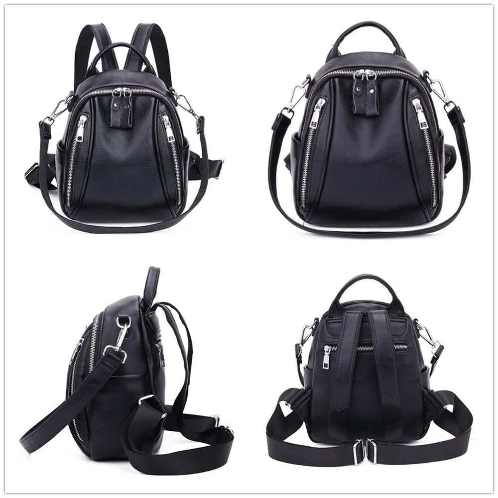 Genuine Leather Backpacks Waterproof School Bags Softback Polyester 22*11*25 CM