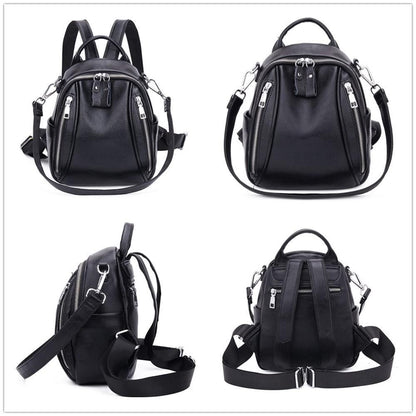 Genuine Leather Backpacks Waterproof School Bags Softback Polyester 22*11*25 CM