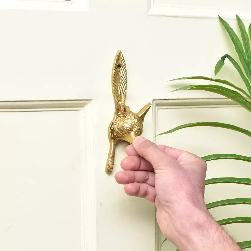 Antique Look Brass Fox Animal Door Knocker Door Bell Home Decor