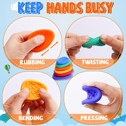 Sensory Worry Stones Fidget Toys for Adults Kids 6 Pack Textured Sensory Stones