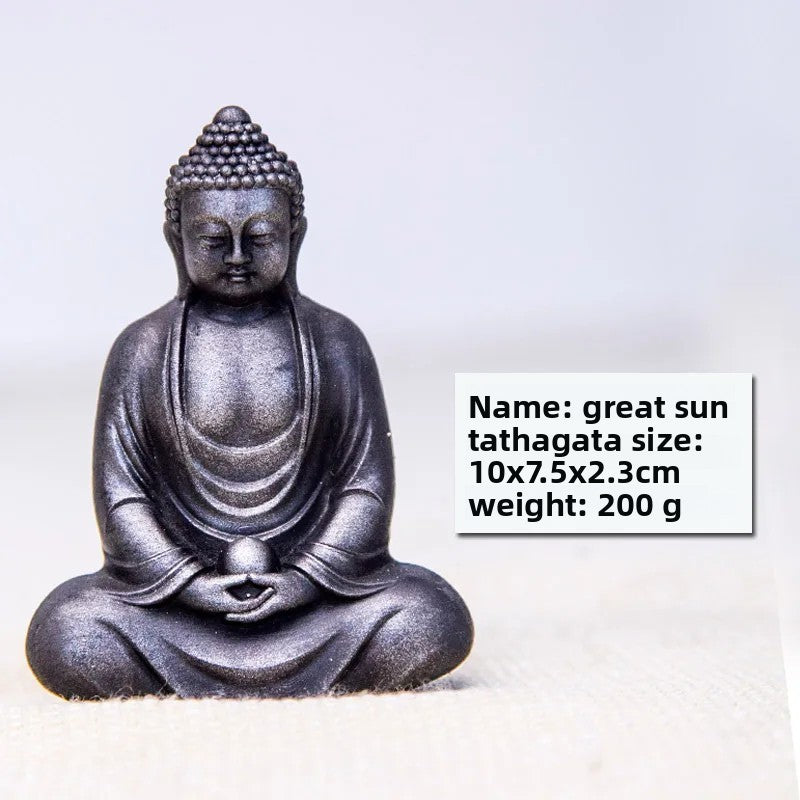 Chinese Vairocana Buddha Statue Cast Iron Retro Home Decoration Paperweight