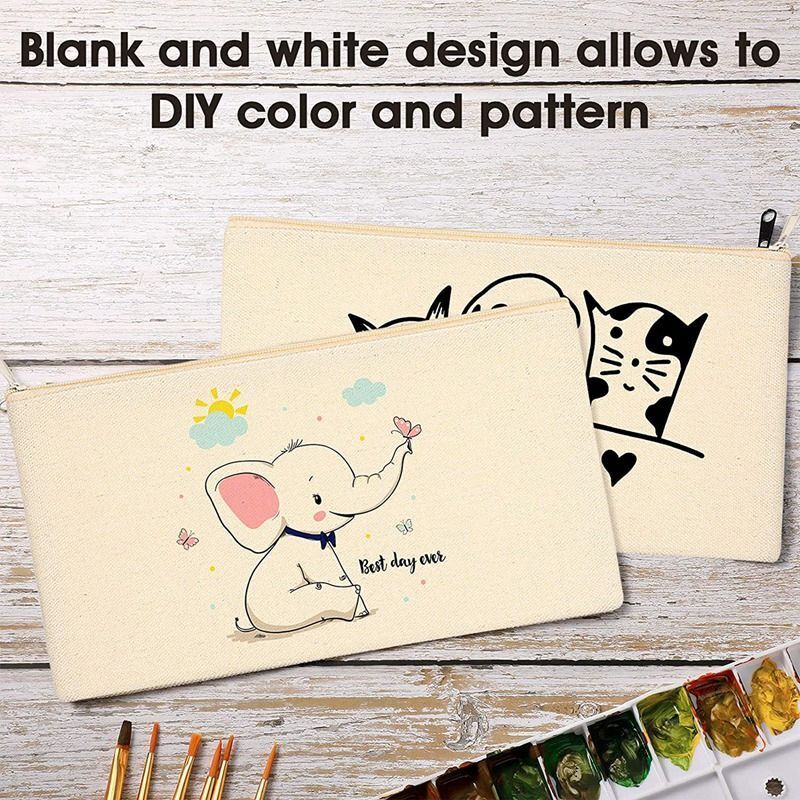 40 Pcs Canvas Pencil Pouch Zipper Makeup Bags Toiletry Storage Purses 21*12 CM