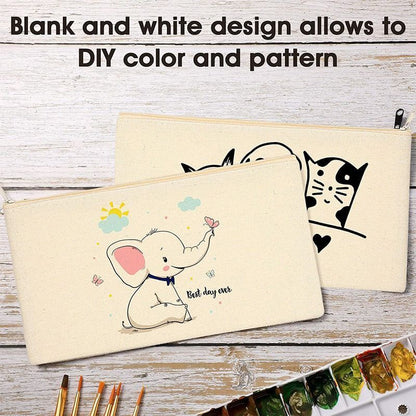 40 Pcs Canvas Pencil Pouch Zipper Makeup Bags Toiletry Storage Purses 21*12 CM