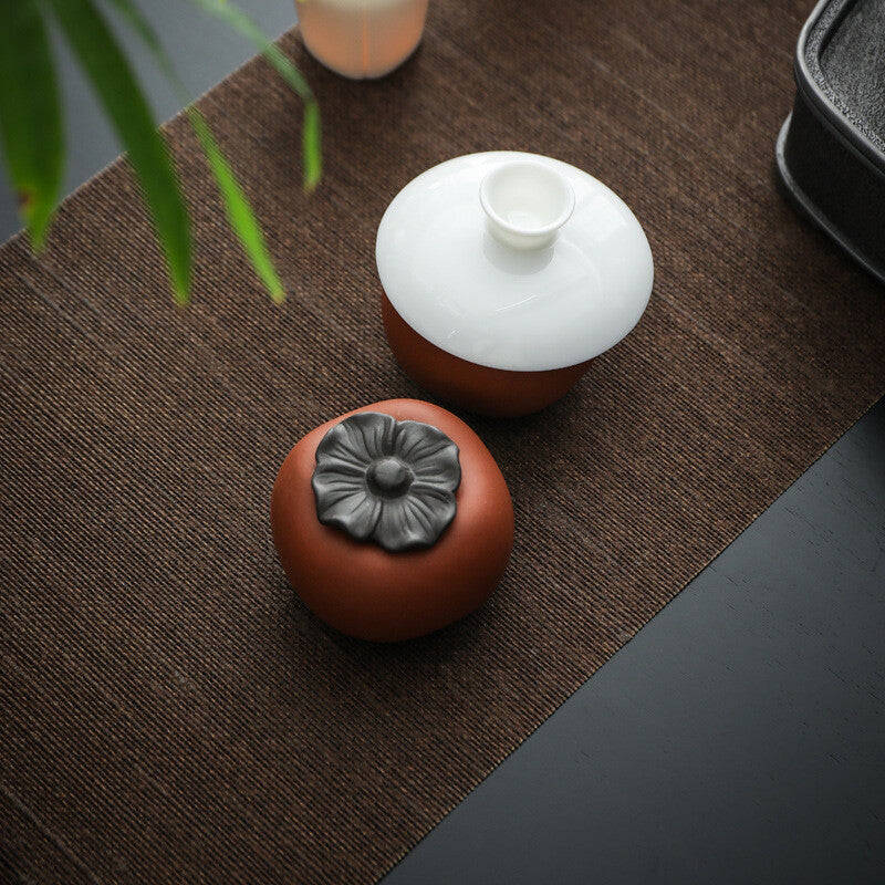 creative tea pet yixing zisha purple clay snail persimmon handmade holder to lid