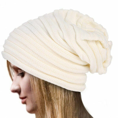 Unisex Knitted Baggy Beanie Cap Oversized Winter Warm Wool Hat Outdoor Hiking
