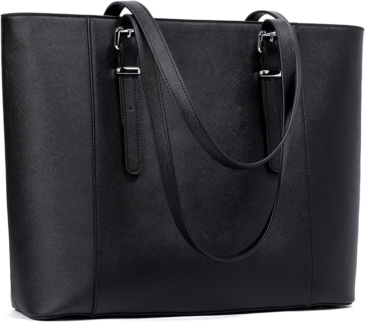 BROMEN Women Briefcase 15.6 inch Laptop Tote Bag Vintage Leather 4-black