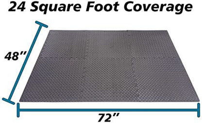 192 Sq Ft/48 Interlocking Foam Tiles ½" Thick Exercise Mat - Soft & Comfortable