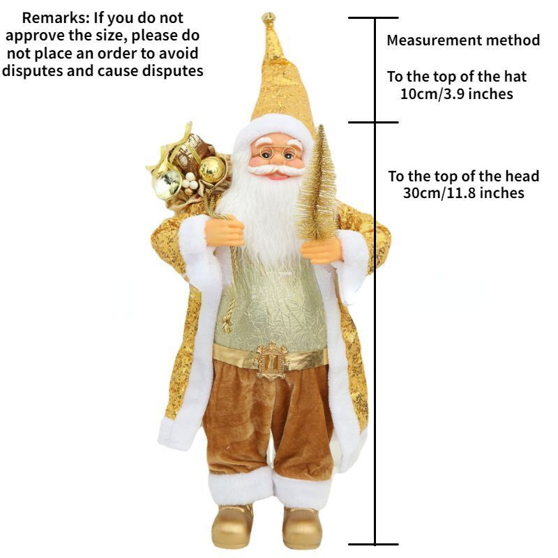 Christmas Ornaments 30-45cm Large Santa Claus Dolls Standing Figurine Home Decor