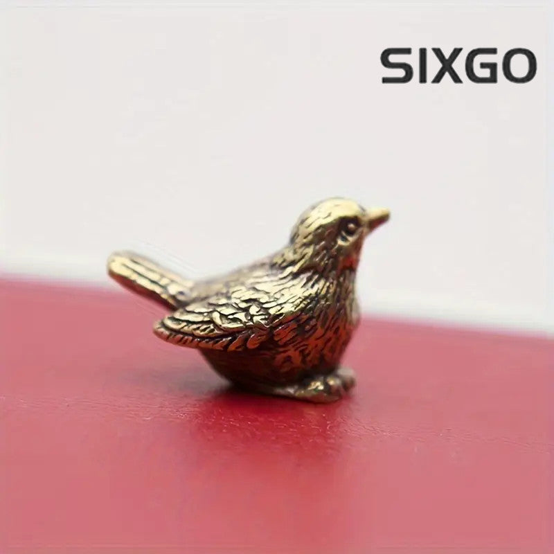 26.5mm Brass Sparrow Tea Pet Bird Figurine Decoration Chinese Retro Ornament
