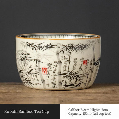 Chinese Tea Cup Master Cup Ru Yao Ceramic Opening Teacup Flowers Teaware