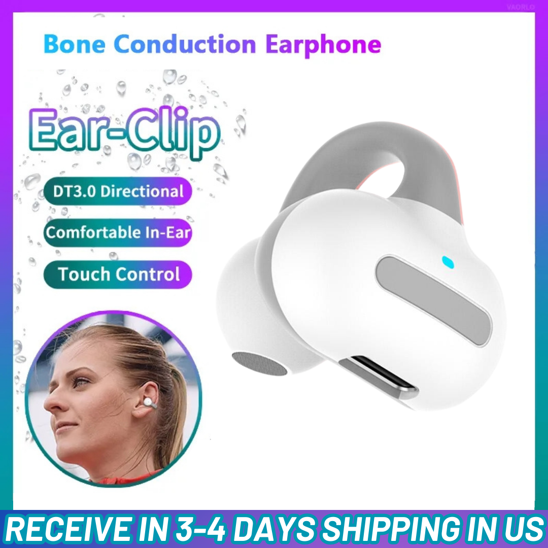 Ear Clip Bone Conduction Headphones Bluetooth 5.3 Wireless Sport Headset Earbuds