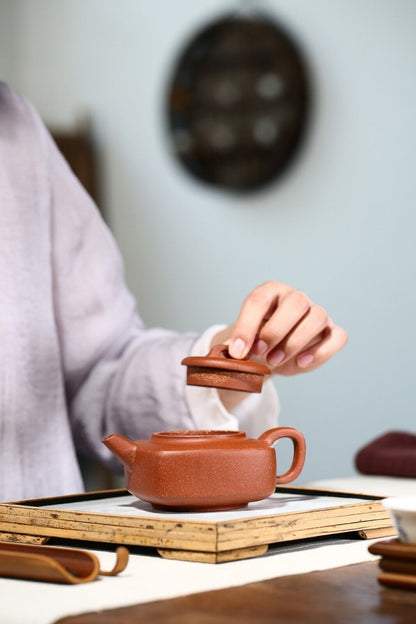 240cc Handmade Purple Sand Tea Pot in Yixing, China, Long Xue Clay SiFang Chinese Kung Fu Tea Pot-