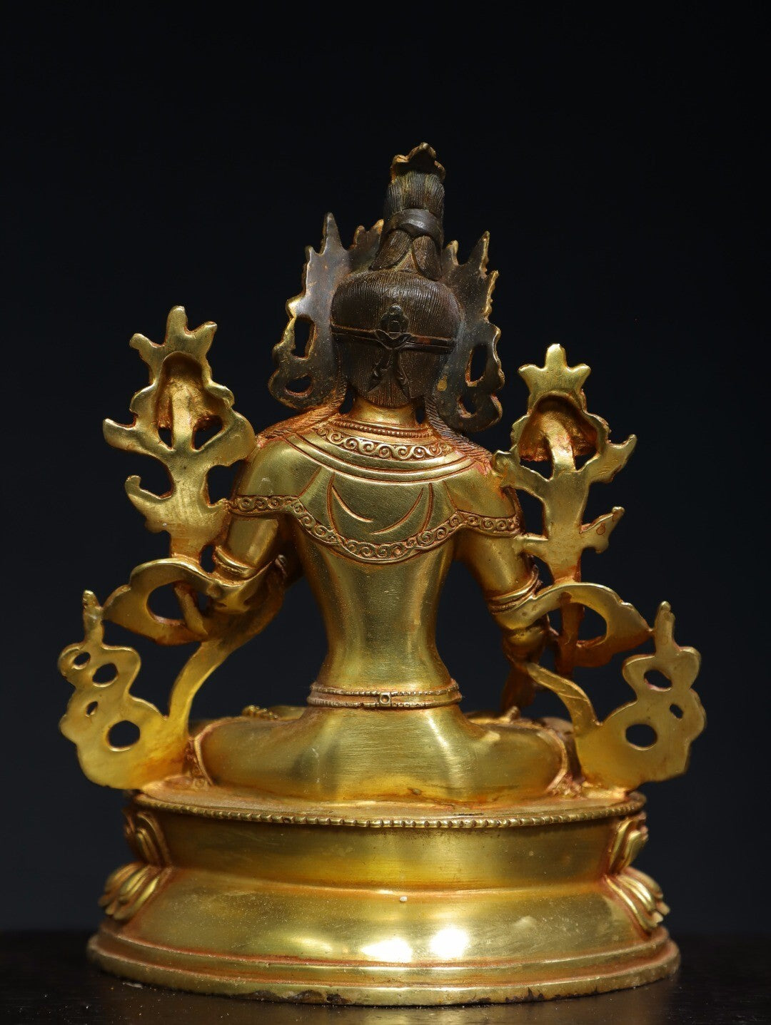 10"Tibet Buddhism Temple Bronze Gilt Tara Kwan-Yin GuanYin Goddess Buddha Statue