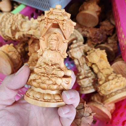 Yabai Wood Western Three Saints Buddha Hand Carved Decor