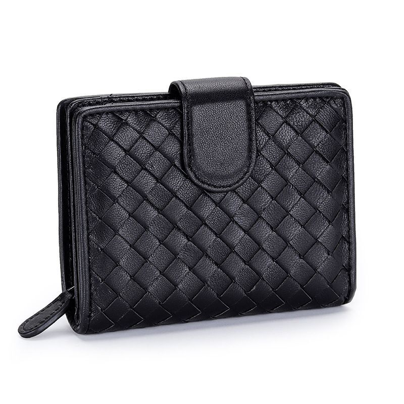 Wallet Short 100% Sheepskin Leather Coin Change Zipper Storage Bag Money Clip