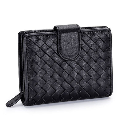 Wallet Short 100% Sheepskin Leather Coin Change Zipper Storage Bag Money Clip