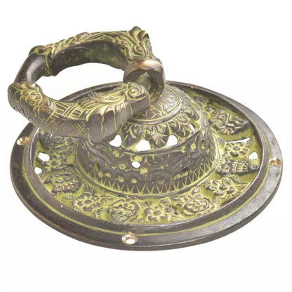 Antique Look Patina Brass Ornate Green Door Knocker Door Bell