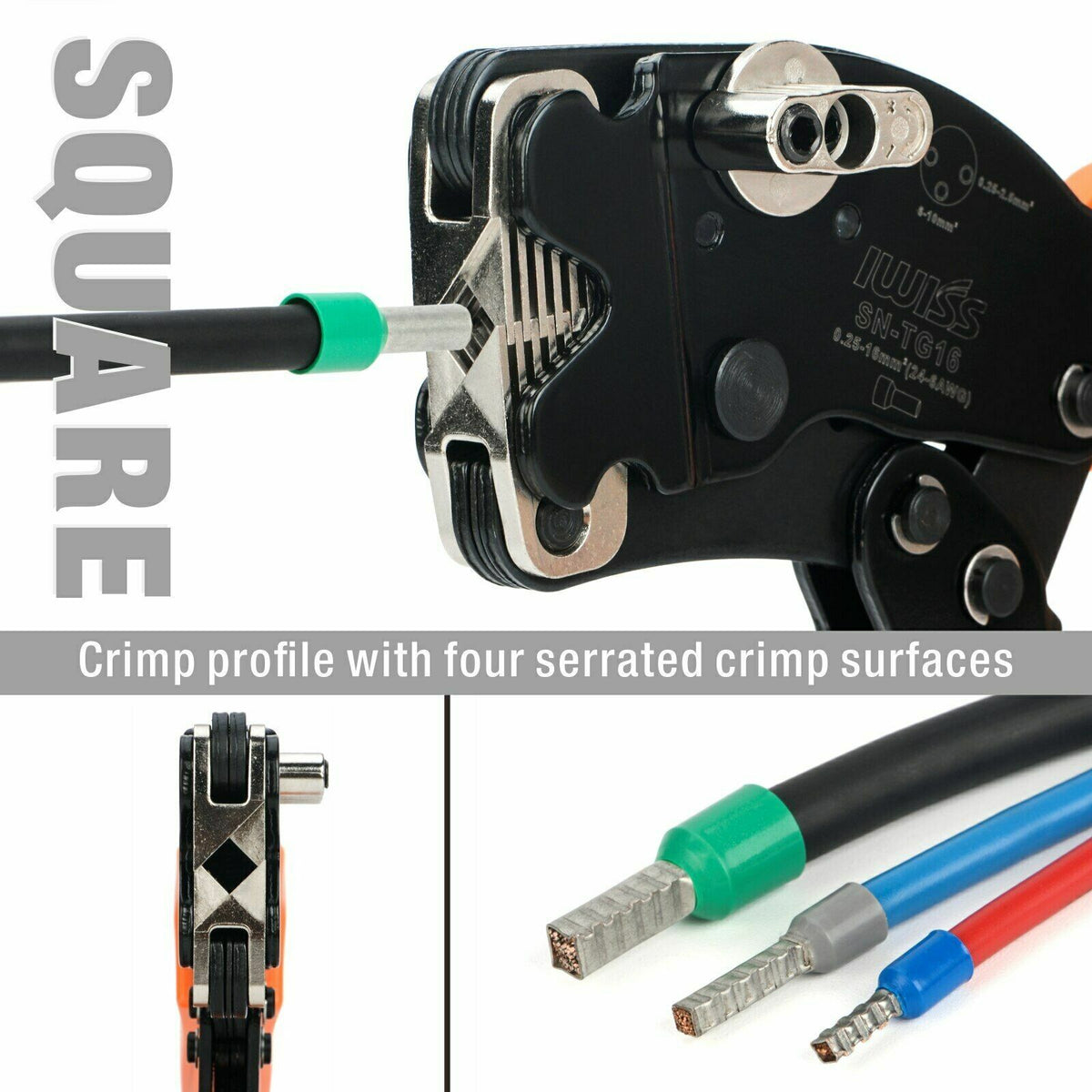 SN-TG16 0.25-16mm² Tubular Terminal Crimping Pliers Hand Tools Ferrule Clamps