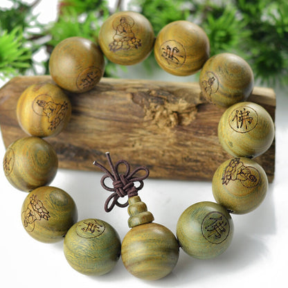 Green Sandalwood Bracelet Shaolin Temple Buddhist Monk Prayer Mala Beads