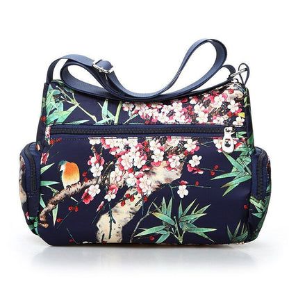 Fashion Floral Pattern Messenger Bag Nylon Shoulder Bag Flower Pattern Handbags