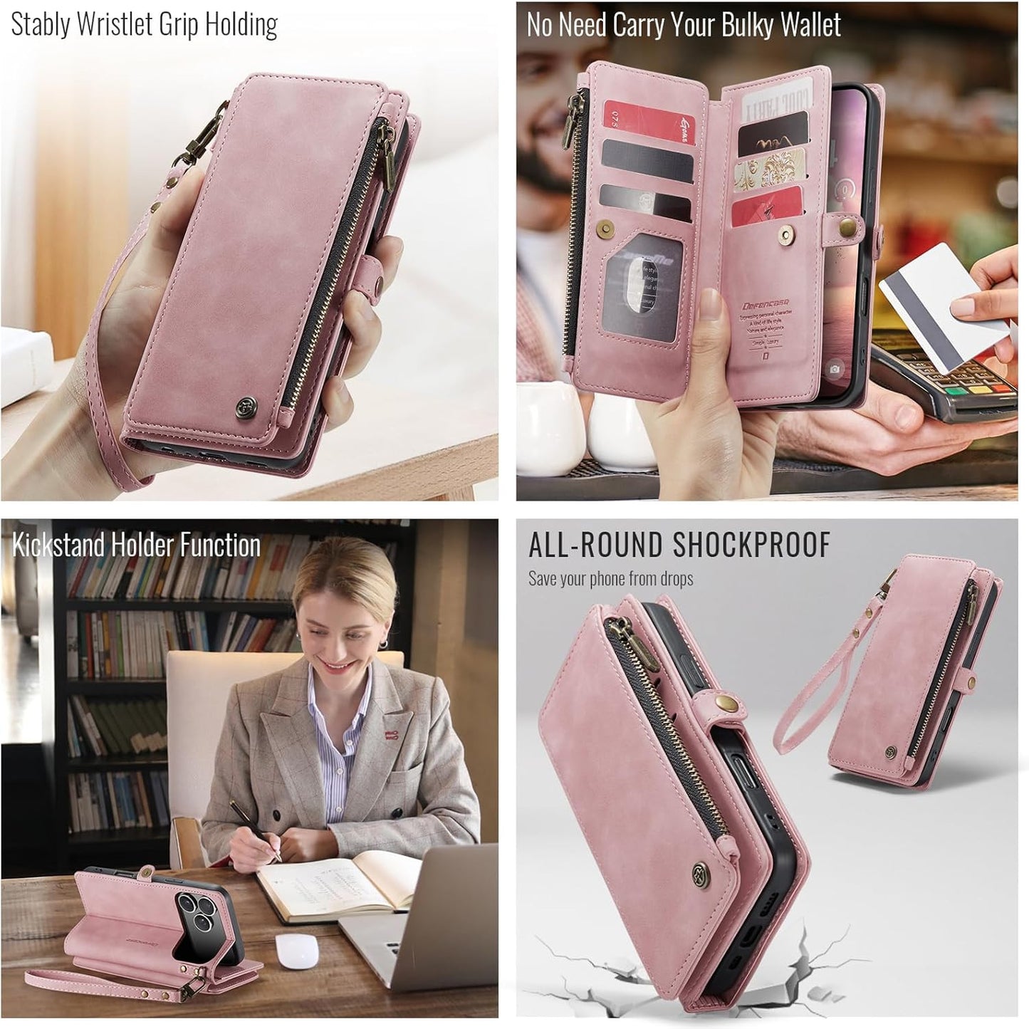 for Iphone 17 Pro Max Case Wallet with RFID Blocking Card Holder for Women and M