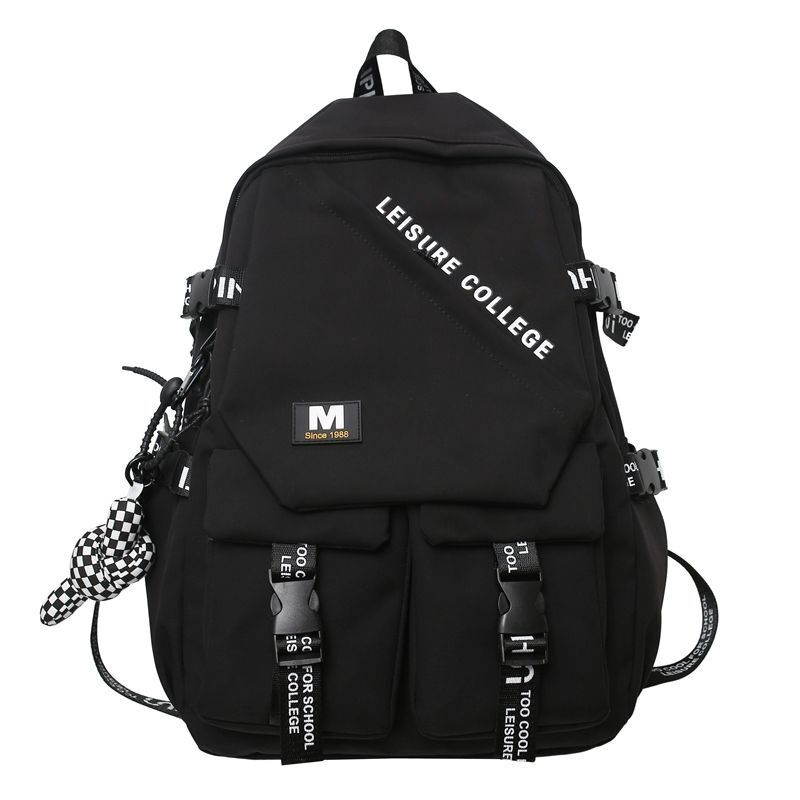 Fashion Double Buckle Waterproof Nylon Backpack Student School Shoulder Bags 1PC
