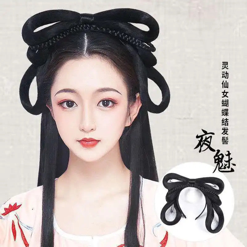 Ming Dynasty Hair Hoop Costume Wig with Built-in Bun Chinese Hair Accessories