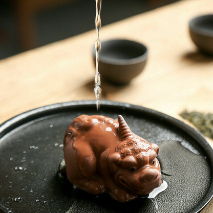 Creative Tea Pet Yixing Zisha Wealthy Mascot Purple Clay Table Decoration Small