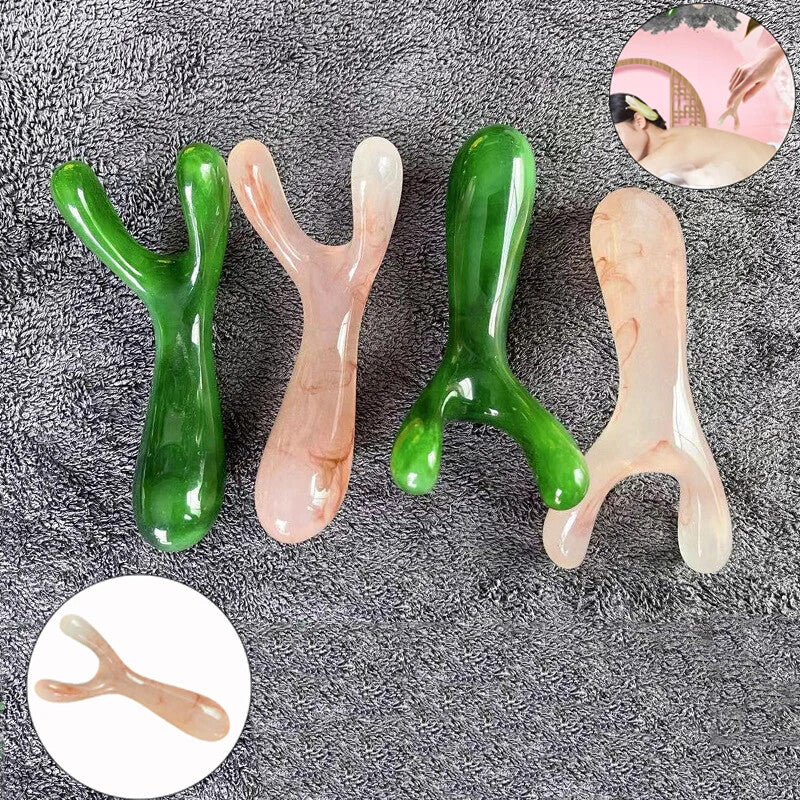 Resin Face Lifting Stone Guasha Scraping Facial Gouache Y-shaped Fork Massage
