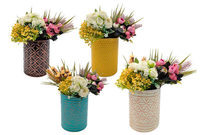 Multicolored Planter Set of 4, Colors - White, Black, Yellow, Blue