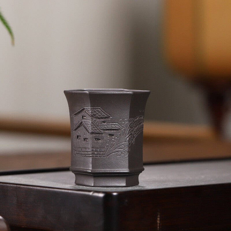 One Cup Real Yixing Zisha Tea Cup 100ml Hand Carved Pattern At Random Master Cup