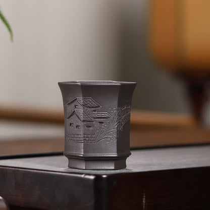 One Cup Real Yixing Zisha Tea Cup 100ml Hand Carved Pattern At Random Master Cup