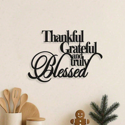 CIFbuy Grateful Blessed Metal Wall Sign Bible Verses Rustic Farmhouse Decor