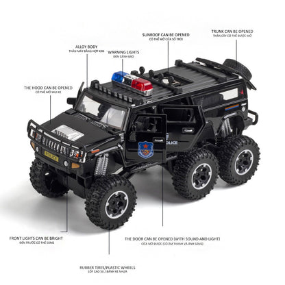 1/32 Sound&Light Police Car Pull Back Model Doors Openable Vehicle Kid Gifts