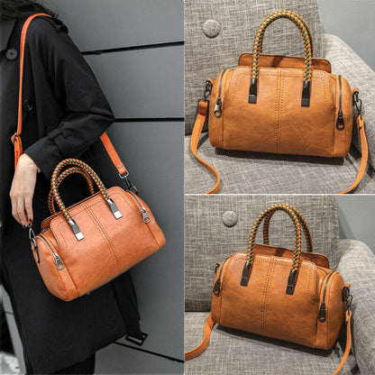 Genuine Leather Women's Boston Bag Cross Body Shoulder Bag Satchel Tote Handbags