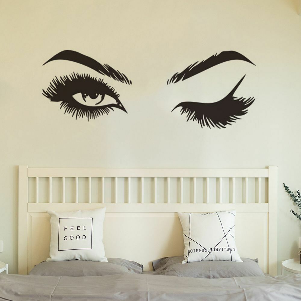 Wall Stickers Vinyl Eyelashes Decals Girls Bedroom Eyebrows Store Beauty Decor