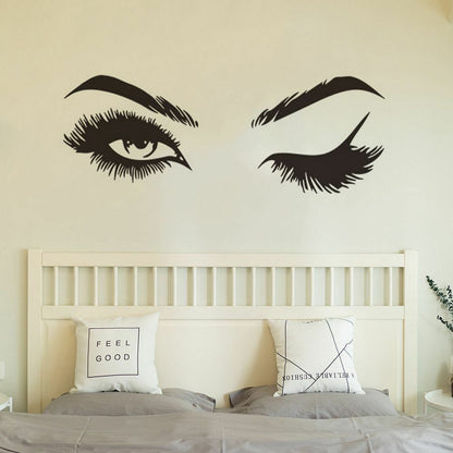 Wall Stickers Vinyl Eyelashes Decals Girls Bedroom Eyebrows Store Beauty Decor