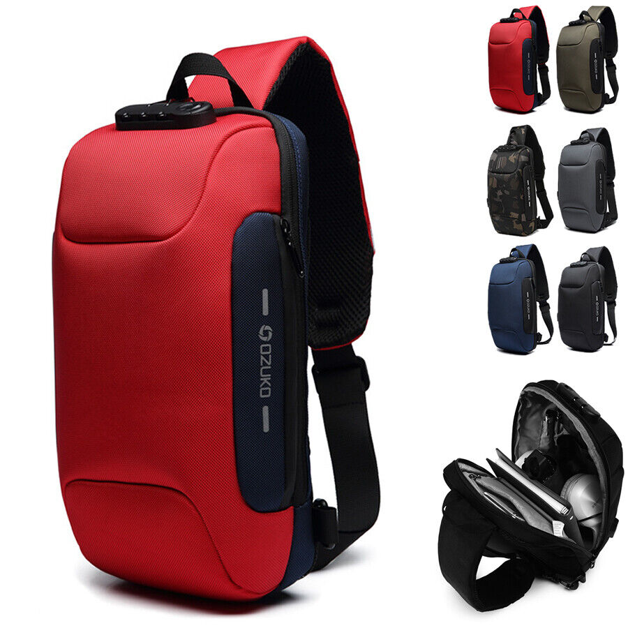 Comb. Lock Charging Port Water Resistant Chest Pack Sling Bag One Strap Backpack