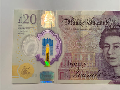 Great Britain Bank of England 20 Pound REAL Note United Kingdom Queen Elizabeth