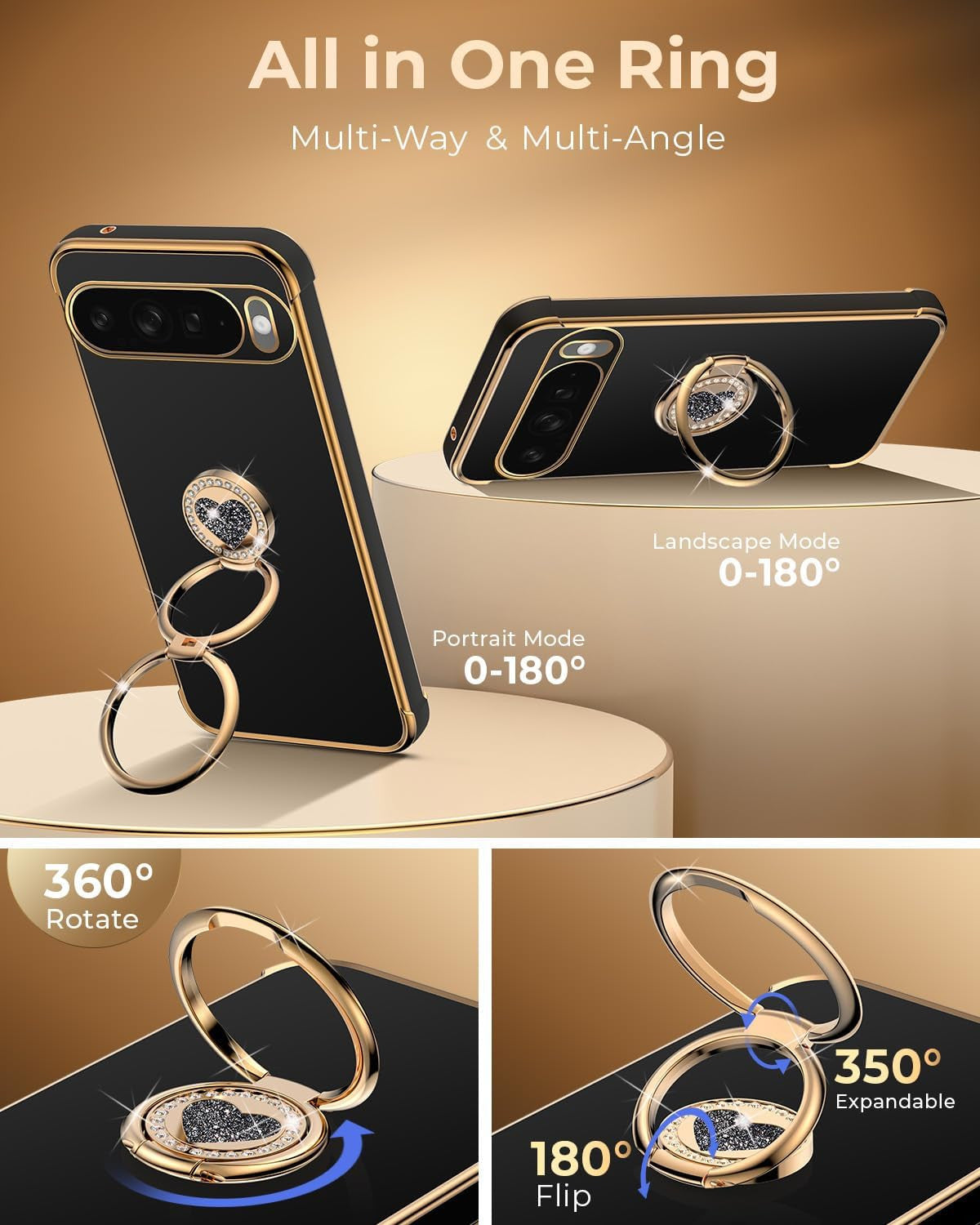 for Google Pixel 10 Case with Stand, Phone Case with Double Ring Kickstand, Wome