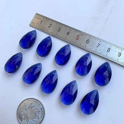 Blue 20Pc Faceted Glass Beads Teardrop CRYSTAL Pendant Chandelier Prism Part DIY