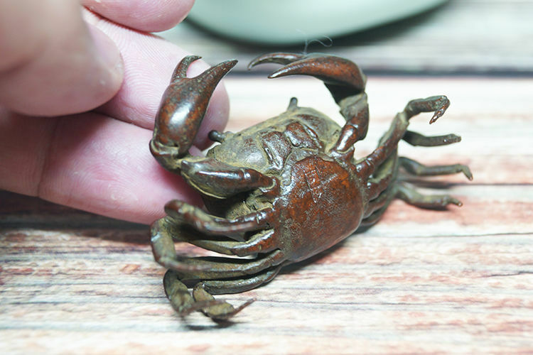 Solid Purple Brass Crab Fortune Tea Pet Tea Ornaments Japanese Cover Tray