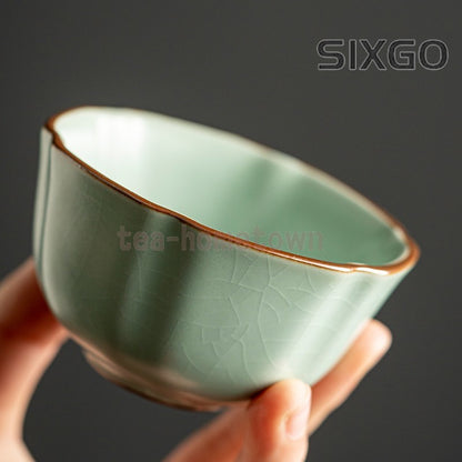 1pc Handmade Ru Kiln Teacup Master Cup Single Cup Tasting Cup Kung Fu Tea Set