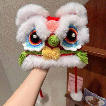 Chinese Lion Dance Faux Mink Fur Kids Hat - Winter Warm