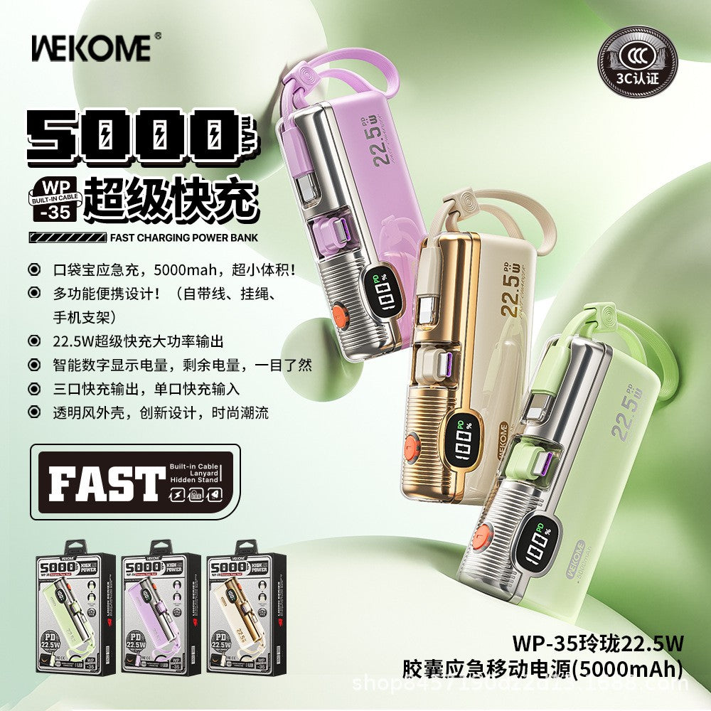 Telinglong Series 22.5W Capsule Emergency Mobile Power Bank 5k mah WP-35