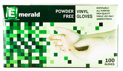 Emerald Shannon 100 Count Medium Powder-Free Vinyl Gloves – 4 Mil