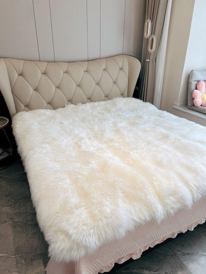 100% Pure Sheepskin Bed Mat Queen King Bed Cover Warm Australian Wool Blanket